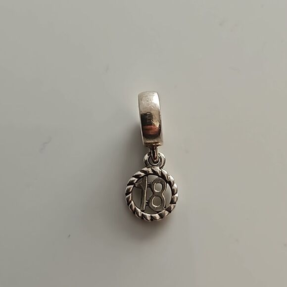 Pandora Authentic 18th Celebration Dangle Charm 925 ALE Sterling Silver - Picture 5 of 16